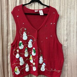 Festive Red Snowman Sweater Vest
